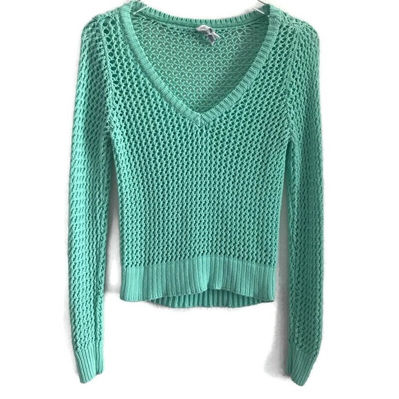 Aeropostale Sweaters - Aeropostale Teal Open Knit V-neck Sweater sz L